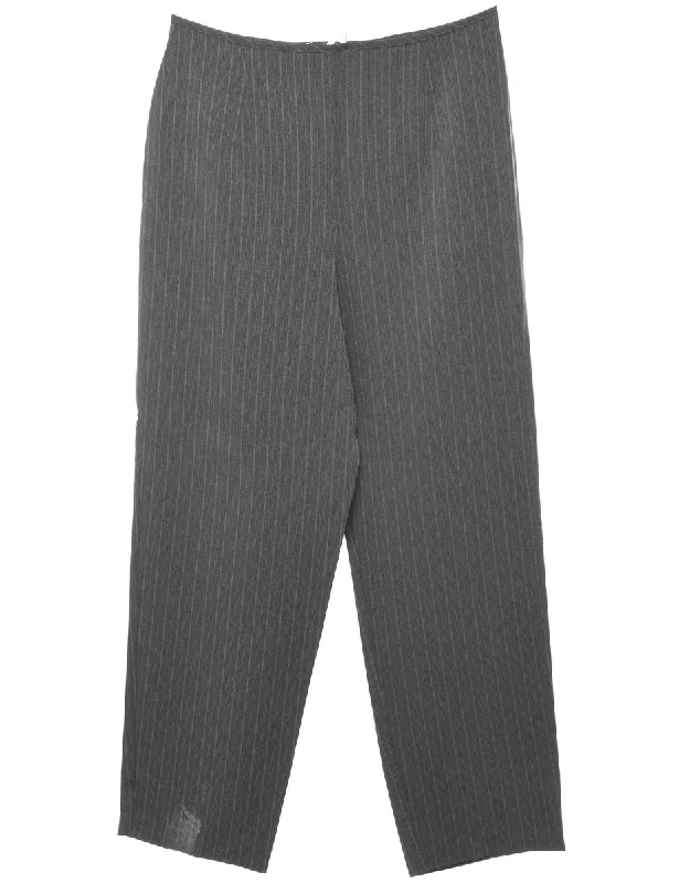 Striped Pattern Grey High Waist Trousers - W30 L29 Trousers Party Sparkling