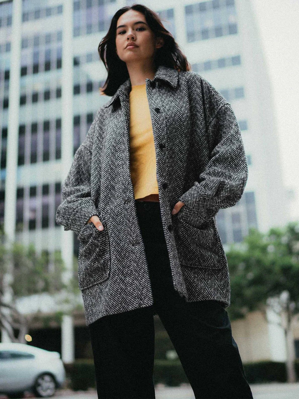 Beegy Coat Collared Crew Neck Turtle Neck