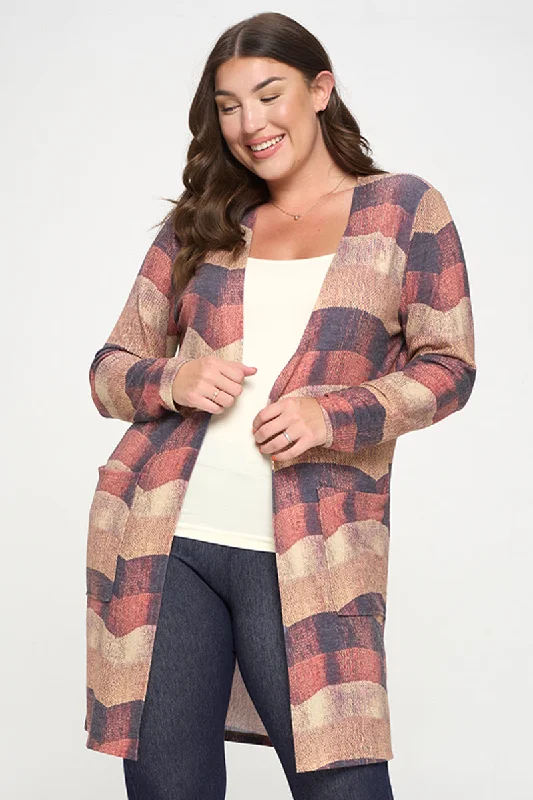Plus Size Woven Knit Printed Open Front Cardigan Chenille Fabric Brocade Fabric Lace Fabric