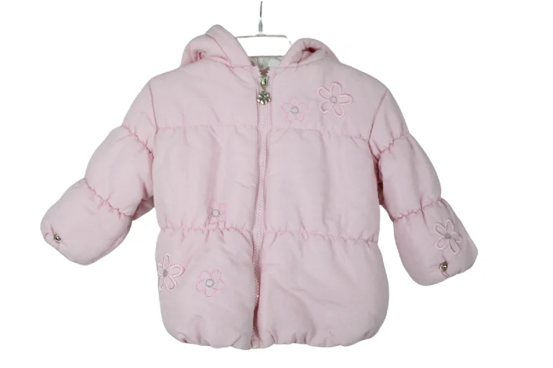 La Petite Rothschild Pink Puffer Coat | 12M Chenille Brocade Lace