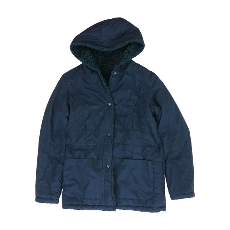 Navy Solid Coat Vent Hem Cuff