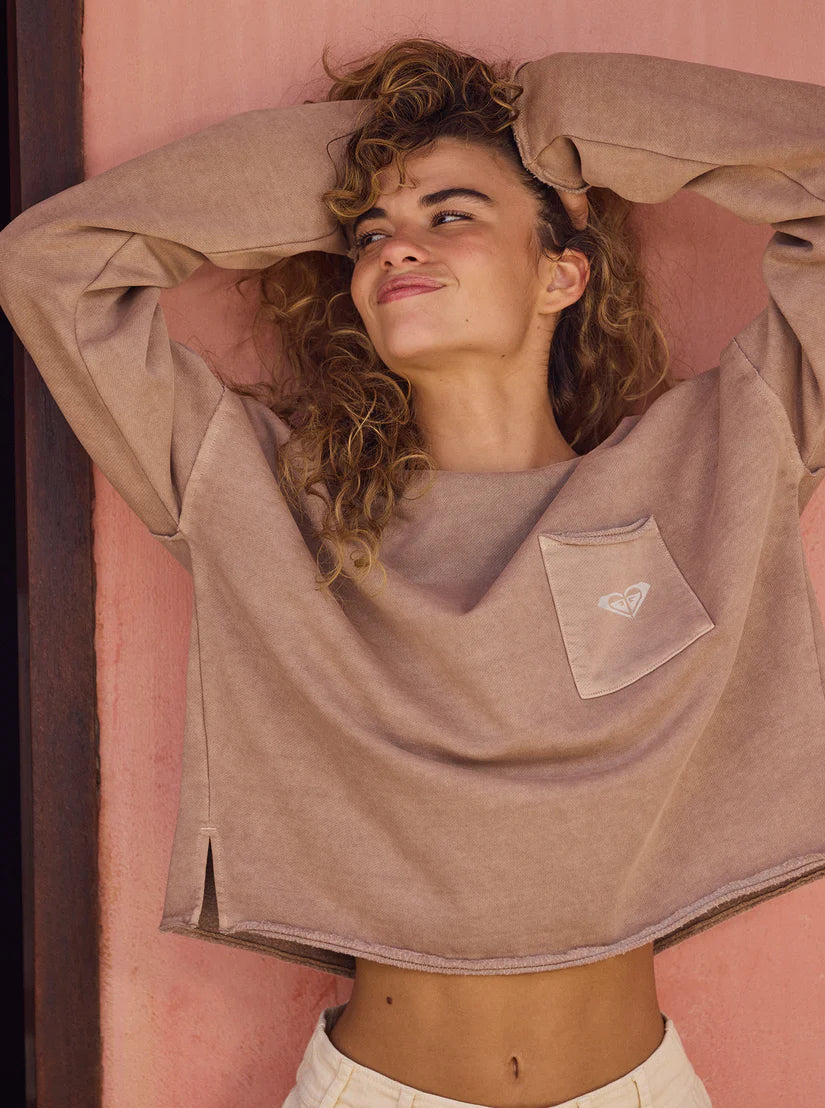 Doheny Crew Neck Sweatshirt Root Beer Hoodie with Monochrome Minimalist Simple