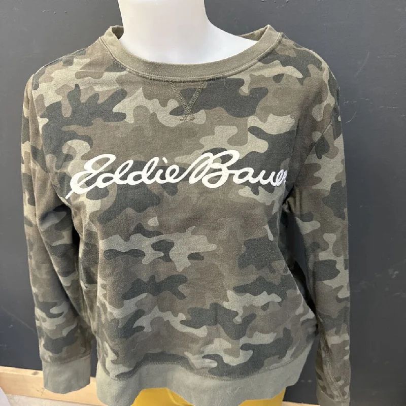 Eddie Bauer - Women's Crewneck Sweatshirt - MSRP $90: Green Camo-women-MD Hoodie with Thumb Holes Functional Cozy Eddie Bauer - Women's Crewneck Sweatshirt - MSRP $90: Green Camo-women-MD Hoodie with Thumb Holes Functional Cozy