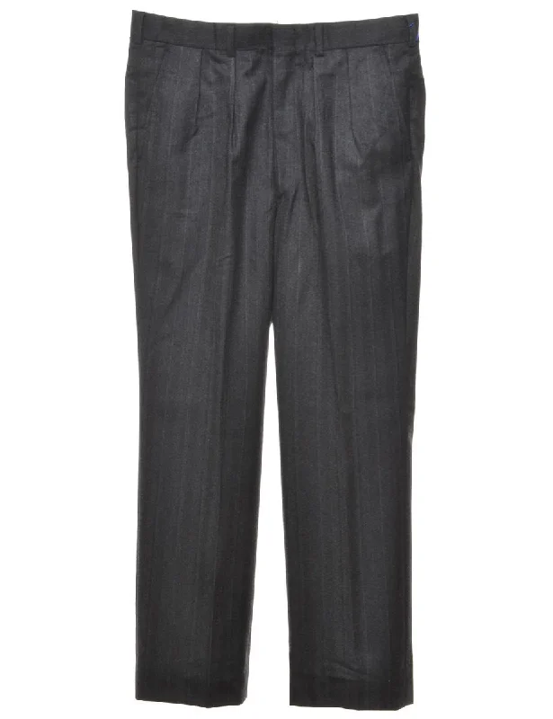 Classic Dark Grey Trousers - W32 L28 Cropped Trousers Casual Linen