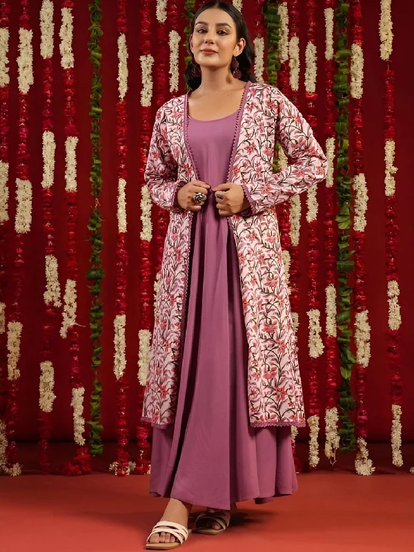 Ethnic Motifs Printed Flared Anarkali Kurta with Jacket Print Jacket Jacquard Jacket Embroidered Jacket Ethnic Motifs Printed Flared Anarkali Kurta with Jacket Print Jacket Jacquard Jacket Embroidered Jacket