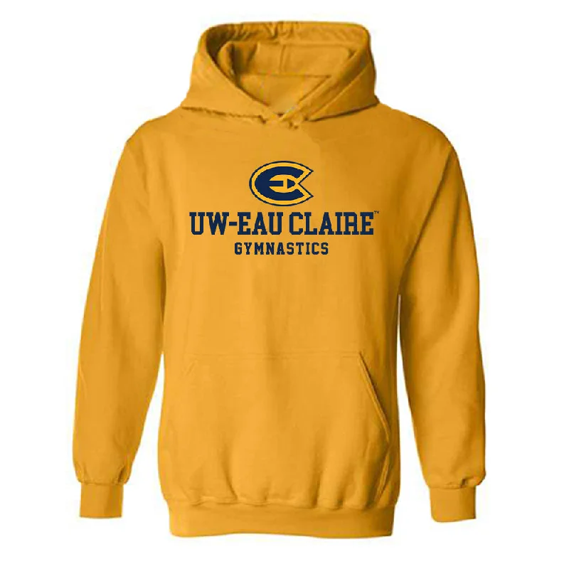 UW Eau Claire - NCAA Women's Gymnastics : Meghan Dahlin - Classic Shersey Hooded Sweatshirt Hoodie with Monochrome Minimalist Simple UW Eau Claire - NCAA Women's Gymnastics : Meghan Dahlin - Classic Shersey Hooded Sweatshirt Hoodie with Monochrome Minimalist Simple
