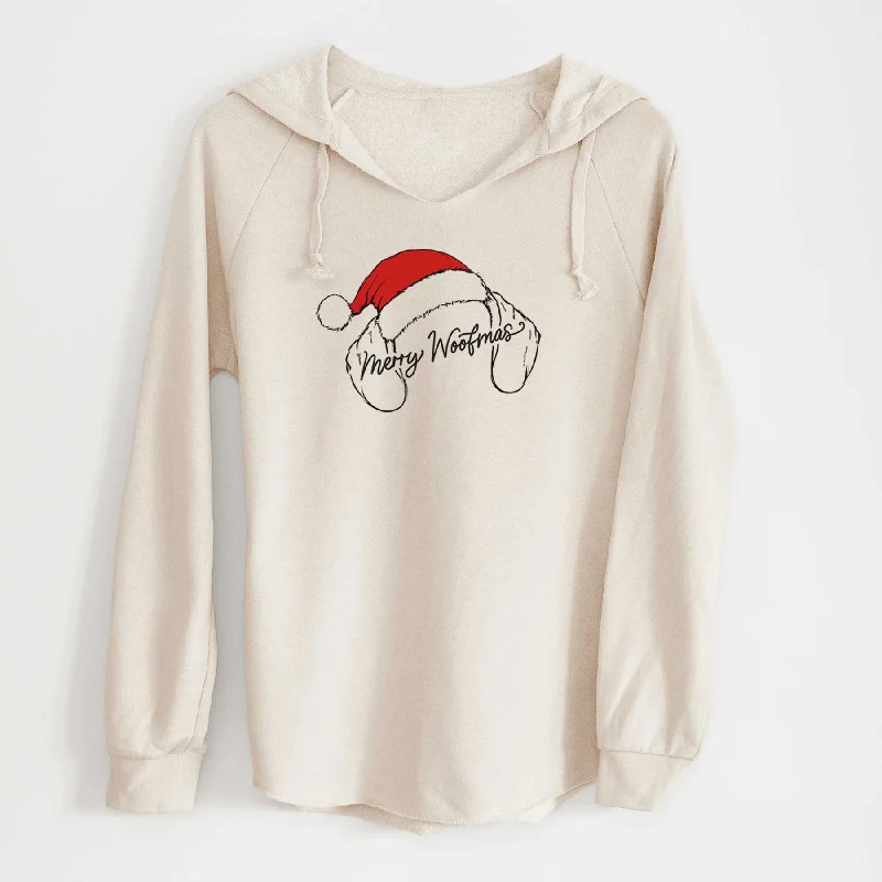 Merry Woofmas - Beagle - Cali Wave Hooded Sweatshirt Hoodie with Pocket Utility Practical Merry Woofmas - Beagle - Cali Wave Hooded Sweatshirt Hoodie with Pocket Utility Practical