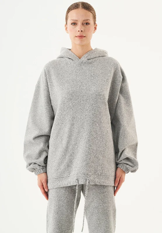 Hande Soft Touch Oversize Organic Cotton Hoodie Grey Melange Hoodie with Patch Decorative Personalized Hande Soft Touch Oversize Organic Cotton Hoodie Grey Melange Hoodie with Patch Decorative Personalized