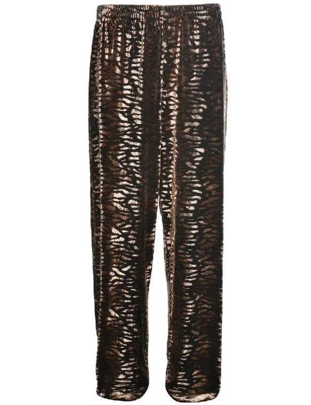 Animal Print Velvet Trousers - W29 L29 Trousers Formal Black