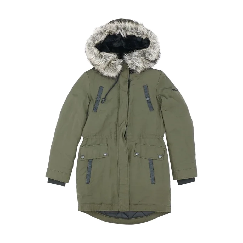 Green Solid Coat Solid Print Jacquard