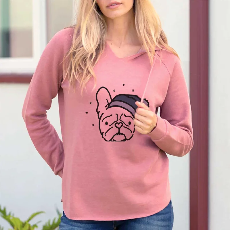 Frosty French Bulldog - Squishy - Cali Wave Hooded Sweatshirt Hoodie with Velcro Closure Adjustable Secure Frosty French Bulldog - Squishy - Cali Wave Hooded Sweatshirt Hoodie with Velcro Closure Adjustable Secure