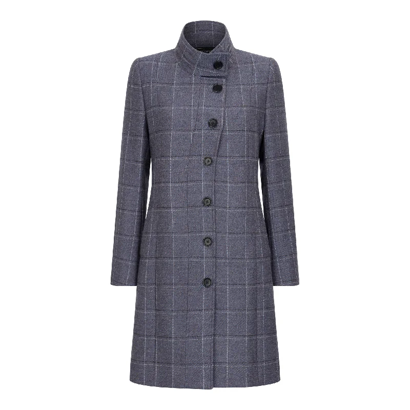 Sinead Navy Thirsk Tweed Coat Nylon Polyester Spandex