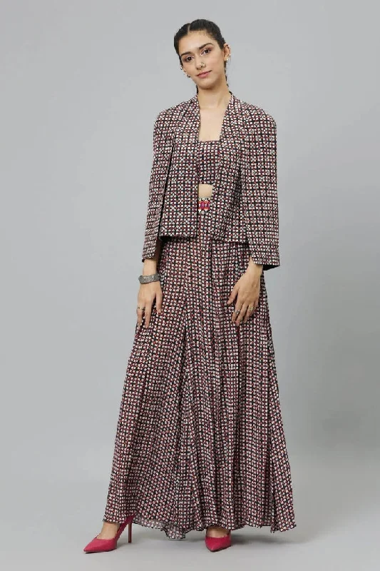 BLACK GEOMETRIC PRINT NOOR JACKET SET Zippered Jacket Buttoned Jacket Snapped Jacket BLACK GEOMETRIC PRINT NOOR JACKET SET Zippered Jacket Buttoned Jacket Snapped Jacket