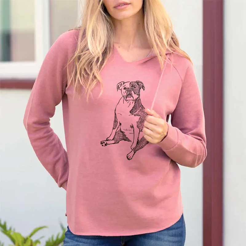 Doodled Phoebe the English Bulldog - Cali Wave Hooded Sweatshirt Hoodie with Emblem Brand Identity Doodled Phoebe the English Bulldog - Cali Wave Hooded Sweatshirt Hoodie with Emblem Brand Identity