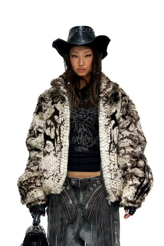 Totem Faux Fur Plush Coat Pockets Sleeves Lining
