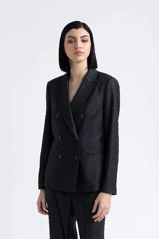 Lurex wool flannel double-breasted blazer Women's High-End Blazer