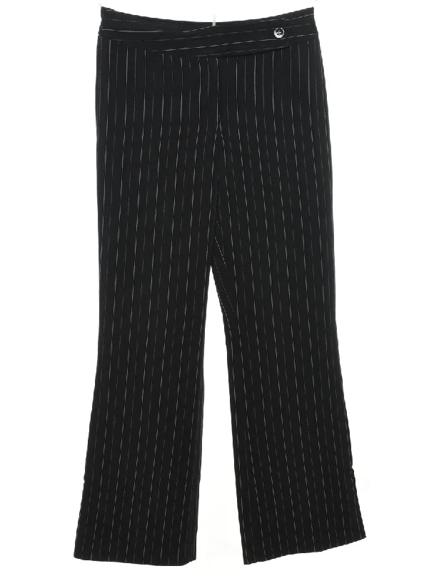 Classic Black Striped Trousers - W30 L30 Trousers Pleated Formal