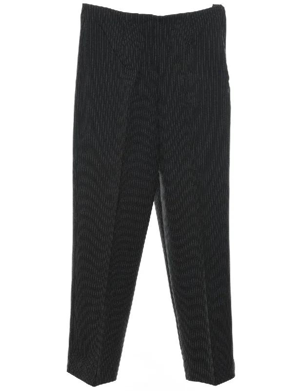 Pinstriped Black Classic Trousers - W28 L29 Trousers Essential Wardrobe