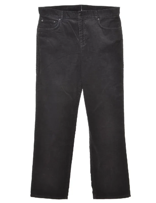 Black Classic Corduroy Trousers - W32 L33 Trousers practical easy-care