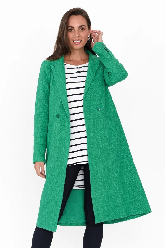 Komal Green Cotton Pocket Coat Bomber Jacket Denim Jacket Leather Jacket