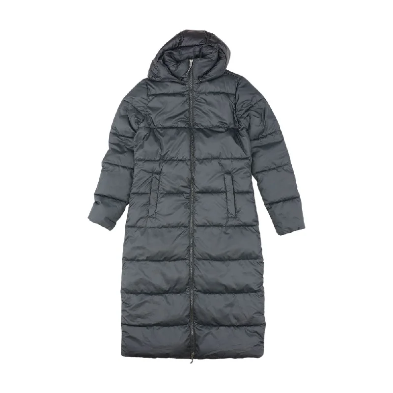 Black Solid Puffer Coat Stole Shawl Scarf