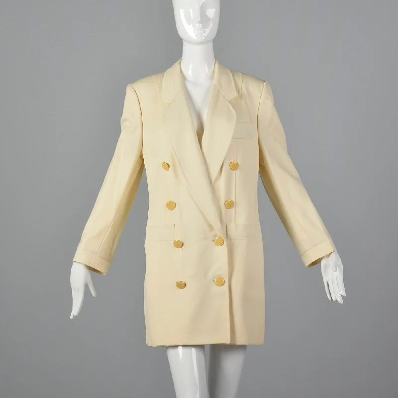 1980s Louis Feraud Cream Blazer Women's Luxury Jacket