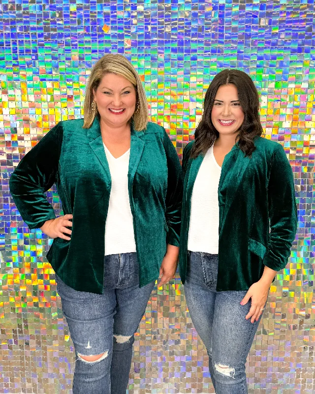 Austen Velvet Blazer - Hunter Green Women's Unique Blazer