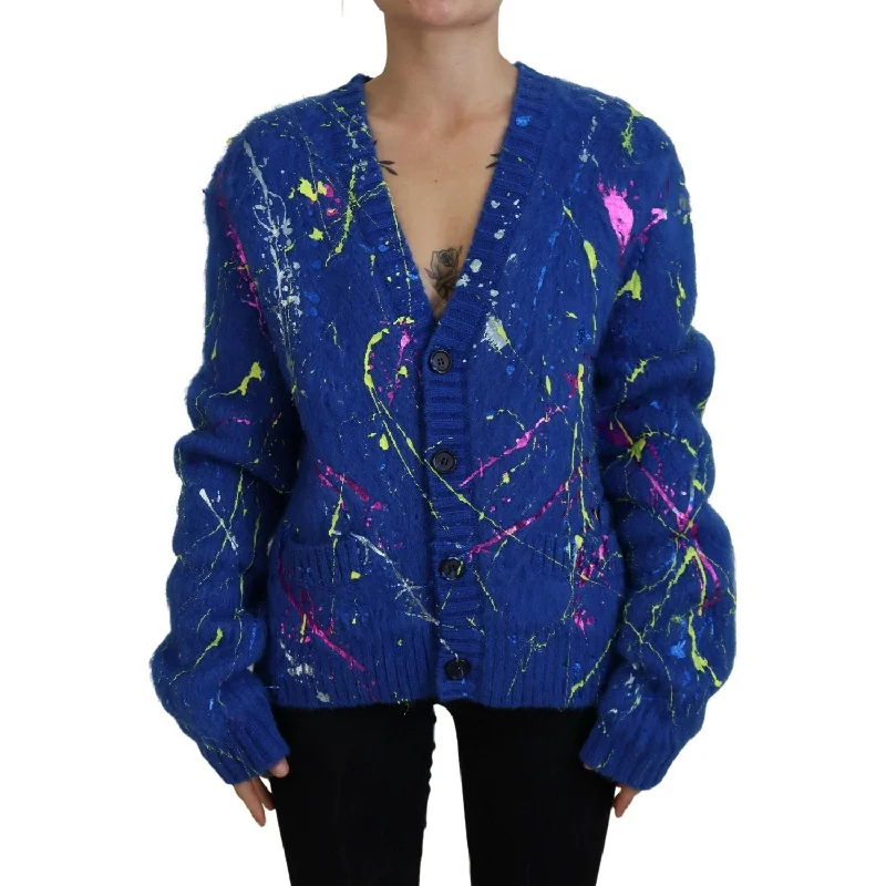 Dolce & Gabbana Elegant Multicolor Splash Mohair Cardigan Wool Cardigan Cotton Cardigan Cashmere Cardigan Dolce & Gabbana Elegant Multicolor Splash Mohair Cardigan Wool Cardigan Cotton Cardigan Cashmere Cardigan