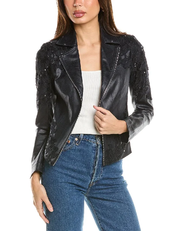 Joseph Ribkoff Lace Sleeve Jacket Denim Jacket Leather Jacket Suede Jacket