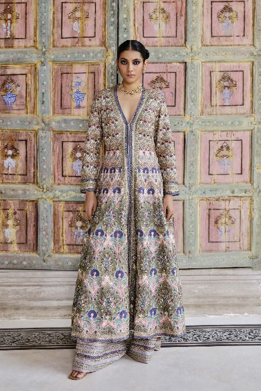 Krandasi Embroidered Zardozi Jacket Set - Blush Striped Jacket Polka Dot Jacket Floral Jacket Krandasi Embroidered Zardozi Jacket Set - Blush Striped Jacket Polka Dot Jacket Floral Jacket