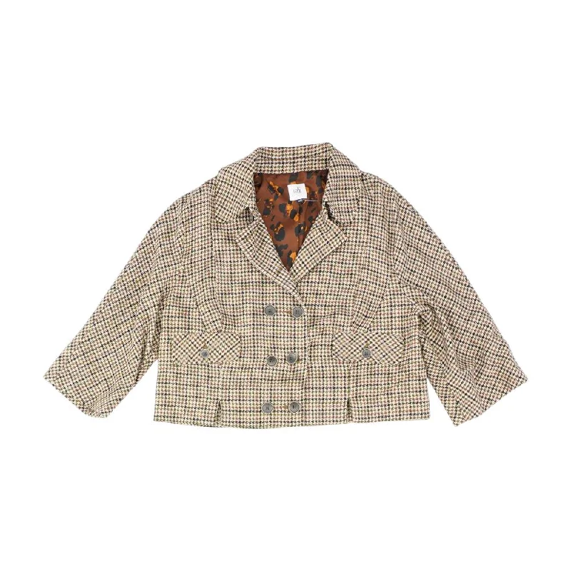 Brown Houndstooth Blazer Women's Vacation Suit