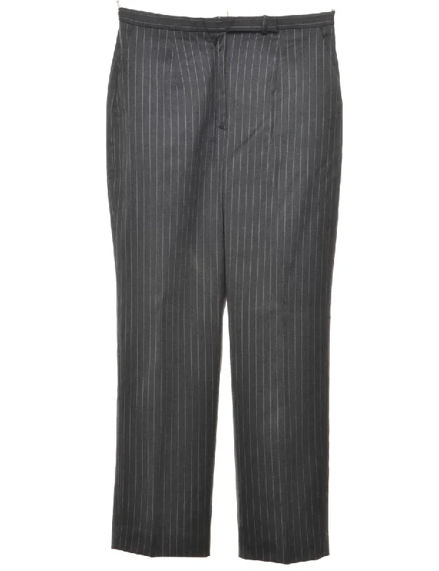 Pinstriped Grey Trousers - W30 L30 Trousers Cargo Utility