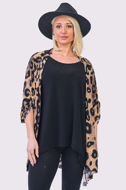 Abstract Multi Print Open Front Cardigan Cashmere Blend Cotton Blend Poly Blend