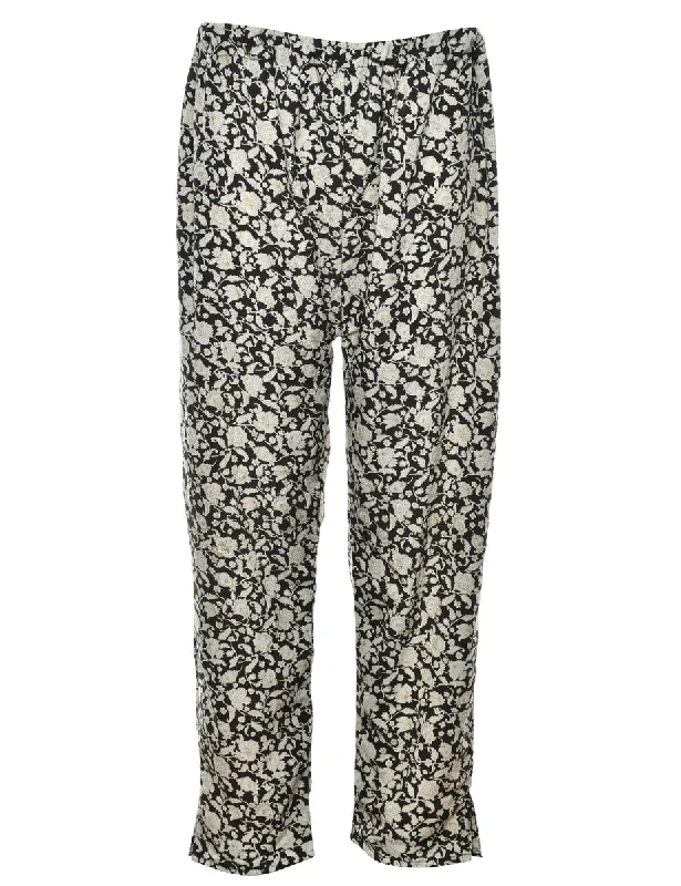 Floral Print Casual Trousers - W23 L26 Trousers New Arrival