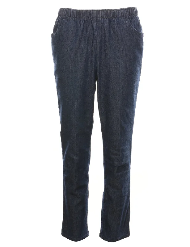 Dark Wash Casual Denim Trousers - W28 L28 Trousers Capri Summer