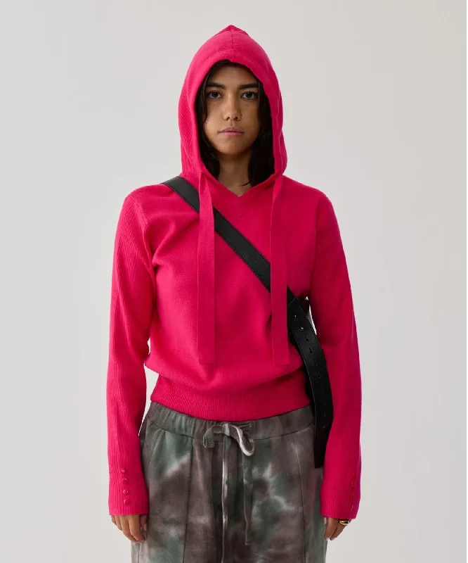 KNIT HOODIE Hoodie with Cropped Fit Short Trendy
