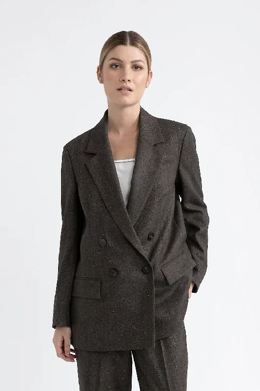 Wool, cashmere and silk double-breasted blazer Women's Boutique Jacket