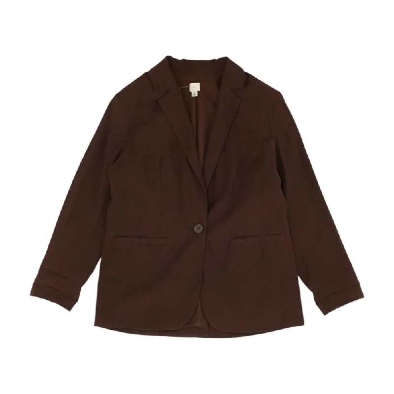 Burgundy Solid Blazer Women's Trendy Jacket