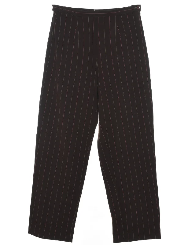 Striped Trousers - W30 L31 High Waist Slim Fit Ankle Length