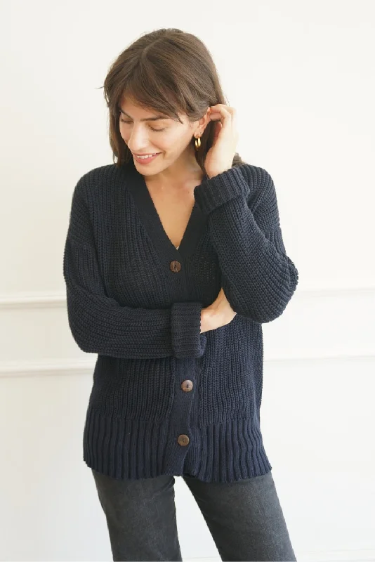 Emily Cardigan (Midnight Navy) Machine Wash Dry Clean Hand Wash