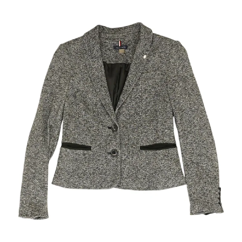 Gray Solid Blazer Women's Vintage Suit