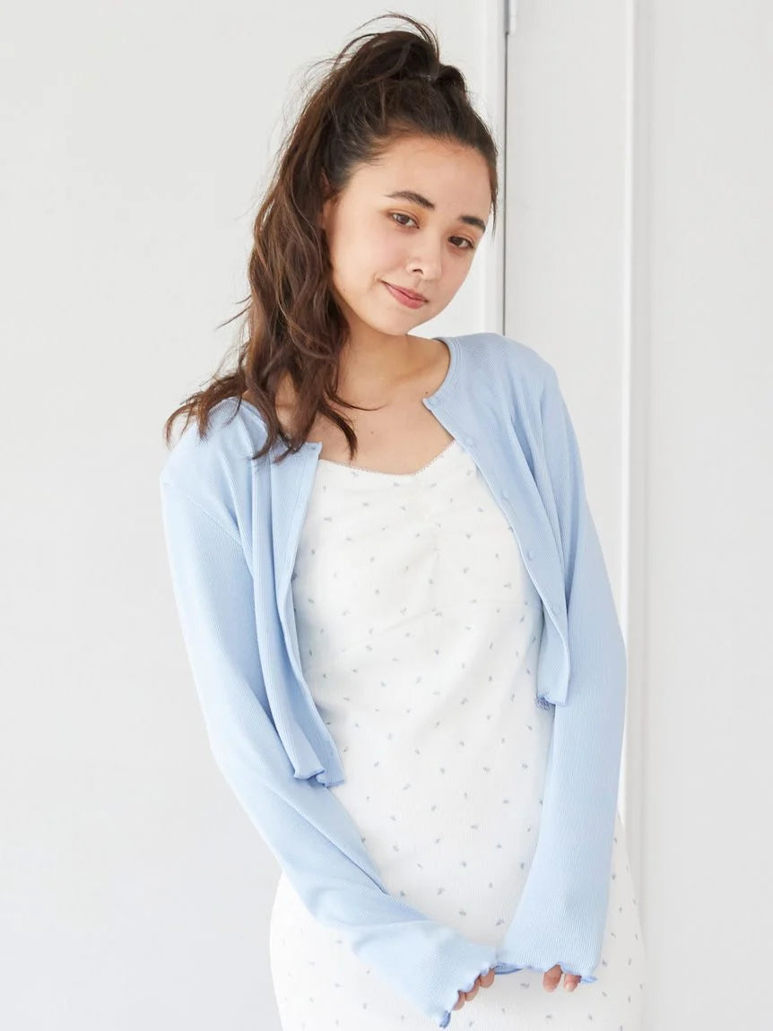 Ribbed Cropped Cardigan Seamless Knitted Crochet
