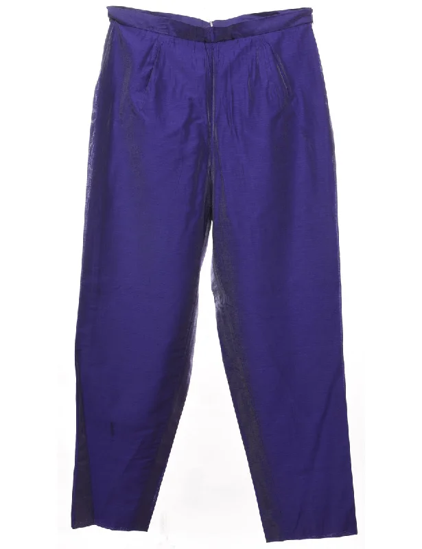 Tapered Purple Metallic Trousers - W30 L30 Trousers practical durable