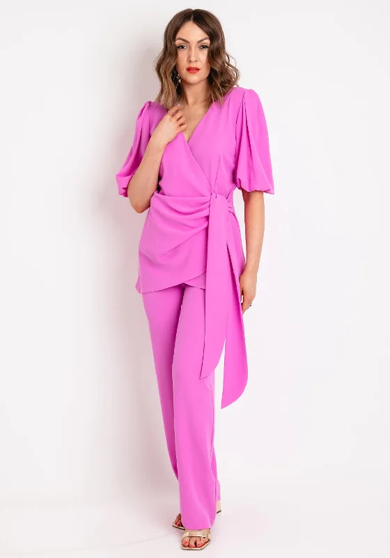 Role Mode Lenda Wrap Top & Trouser Two Piece, Rosa Trousers Trousers Formal