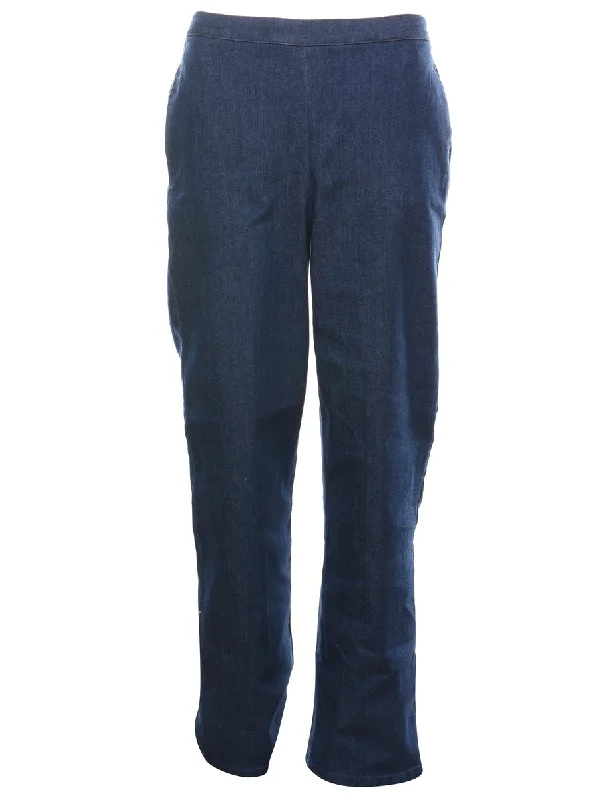 Alfred Dunner Classic Dark Wash Denim Trousers - W28 L30 Trousers Tapered Slim Fit