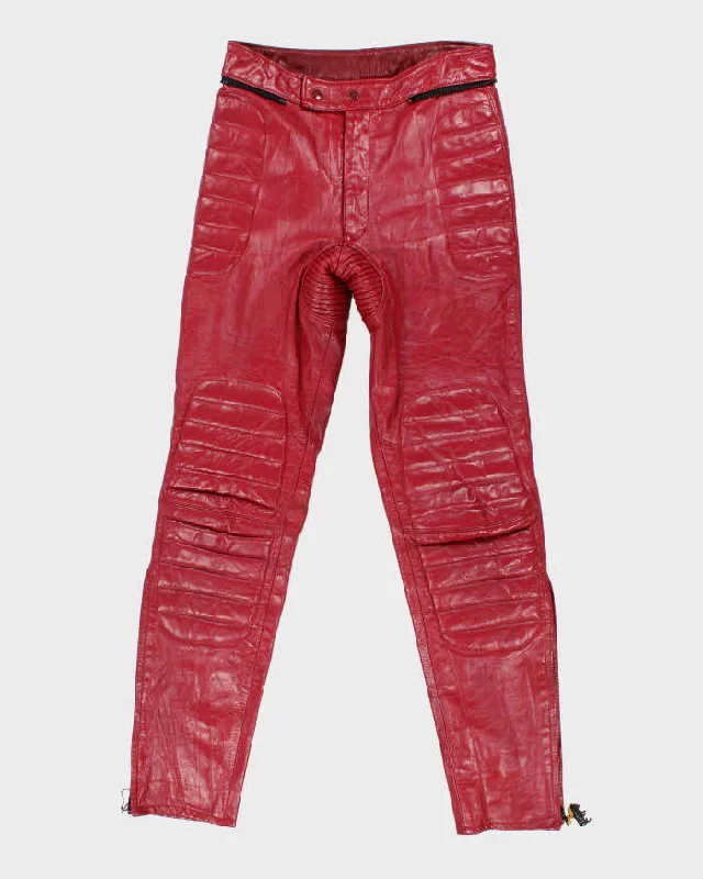 Vintage Woman's Pink Leather Biker Trousers - W30 Trousers Silk Elegant