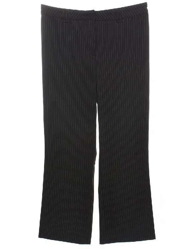 Black Pinstriped Trousers - W36 L30 Trousers Sale Discount