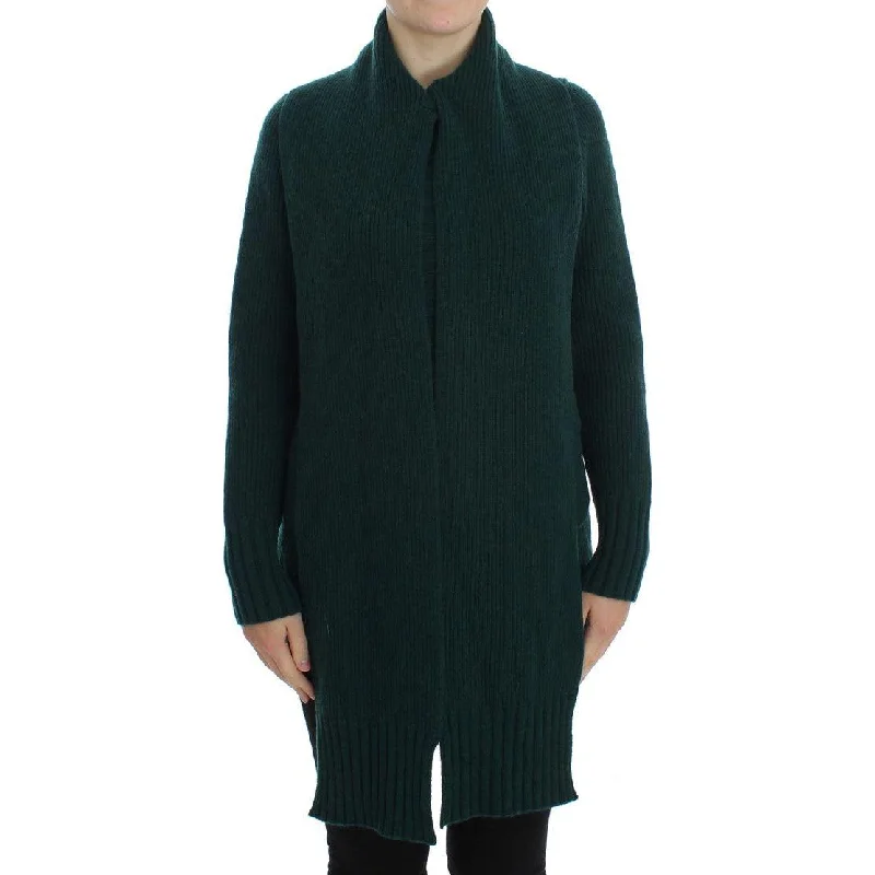 Dolce & Gabbana Elegant Green Cashmere Cardigan Sweater Transparent Opaque Sheer