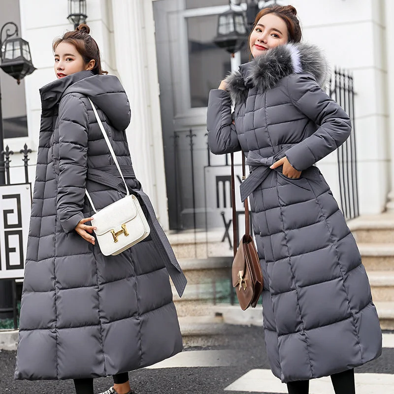 Slim-fit Over-the-knee Padded Cotton Coat Winter Coat Houndstooth Jacket Shearling Jacket Fleece Jacket