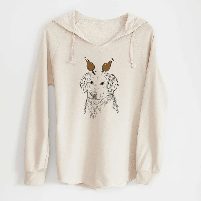 Thanksgiving Spencer the Golden Retriever - Cali Wave Hooded Sweatshirt Hoodie with Bell Sleeves Flared Feminine